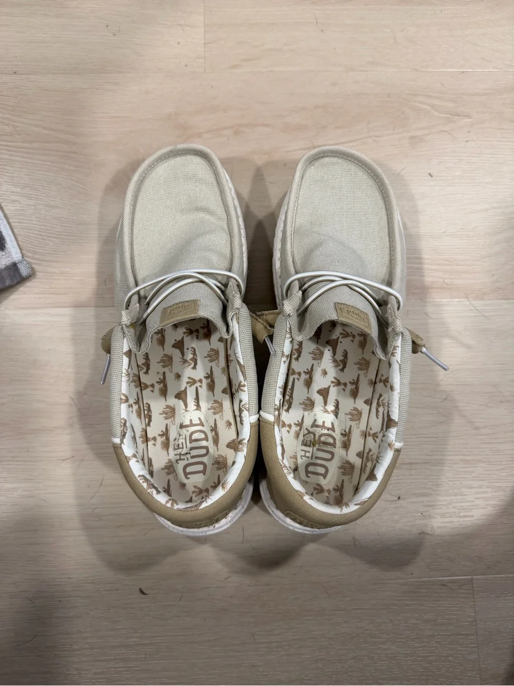 Hey Dude Men’s Beige Canvas Boat Shoes